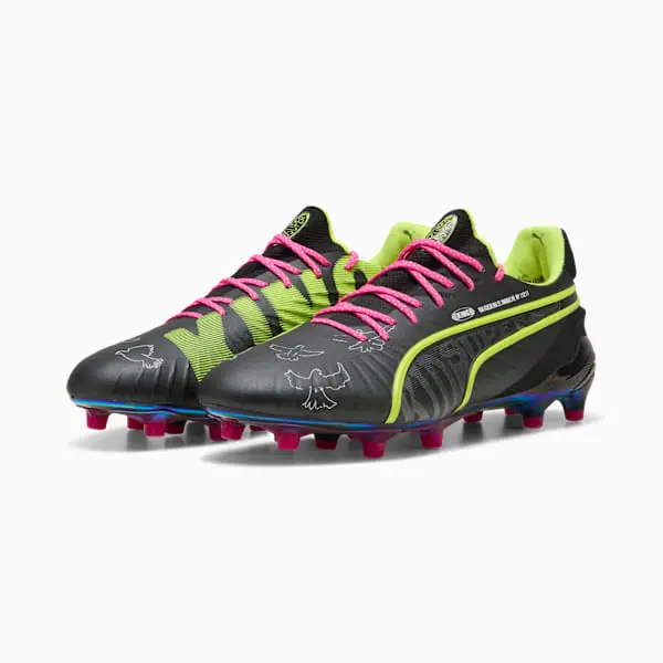 Puma King Ultimate FG/AG KidSuper Black Electric Lime apparel and merchandise image