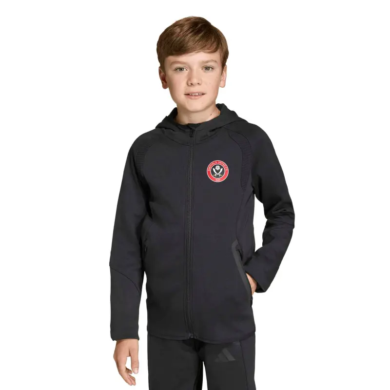 Sheffield United Adidas Travel Hoodie - Black - Kids Shop Image