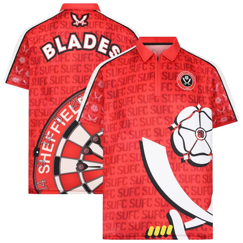 Sheffield United SUFC Darts Polo Shirt - Red/White - Mens Merchandise Photo